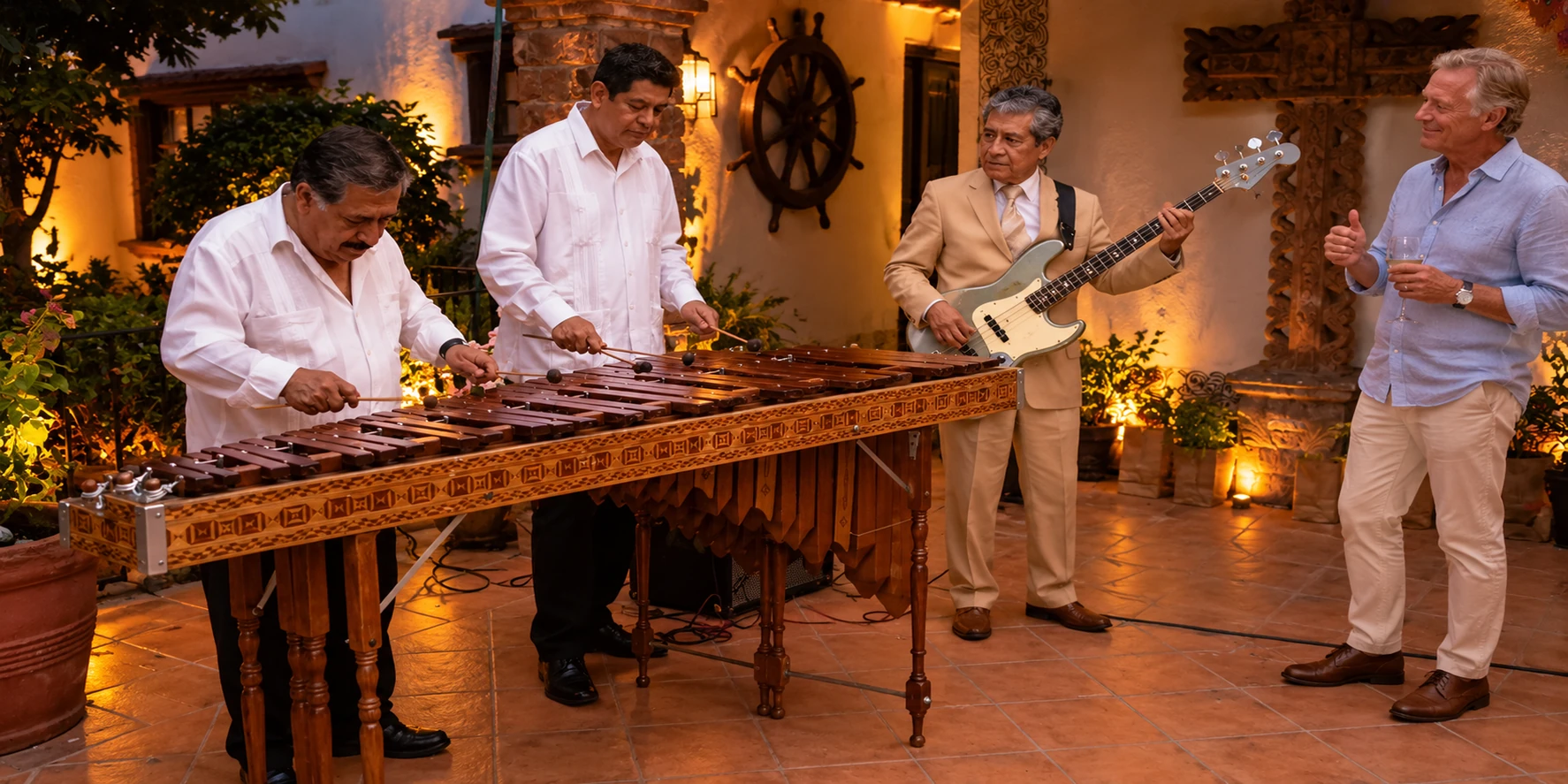 Conjunto de marimba en una celebración privada